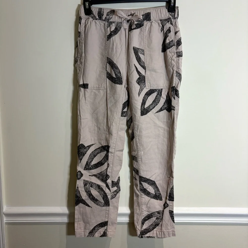 Anthropologie Pilcro Betty Drawstring Linen Pant in Blush / Grey Size XS - Picture 4 of 8